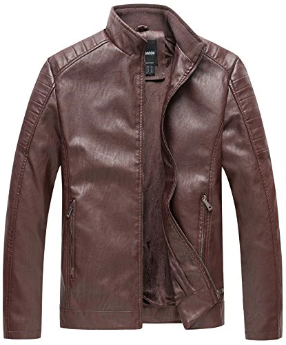 Wantdo Men's Vintage Stand Collar Motorcycle Leather Jacket - Image 8