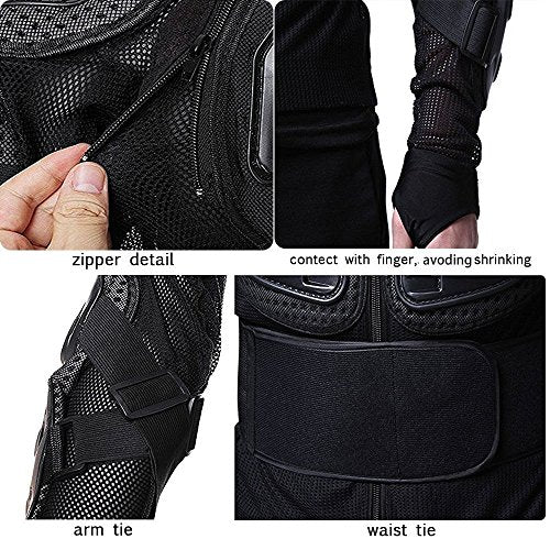 Webetop Mens Mesh Motorcycle Protective Jacket With Armor Full Body Spine Chest Shoulder Arm Protector Gear for Motorbike Motorcross Racing MTB Black M - Image 5