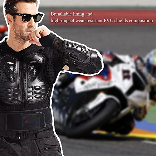 Webetop Mens Mesh Motorcycle Protective Jacket With Armor Full Body Spine Chest Shoulder Arm Protector Gear for Motorbike Motorcross Racing MTB Black M - Image 6