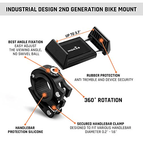 Widras New Bike Mount and Motorcycle Cell Phone Holder 2nd Generation For iPhone X 8 7 7s 6 6s 5 5s Plus Samsung Galaxy S5 S6 S7 S8 Note or any Smartphone GPS Mountain Road Bicycle Handlebar Cradle - Image 4