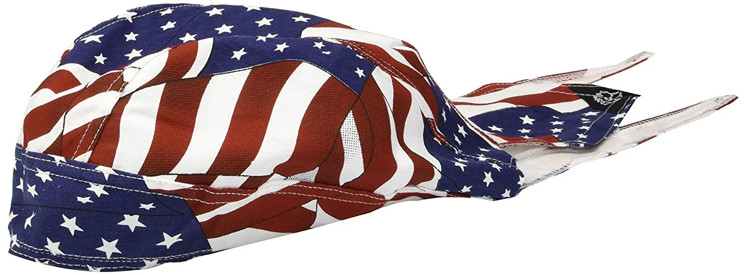 ZANheadgear 100% Cotton Road Hog Flydanna Bandanna, Wavy American Flag